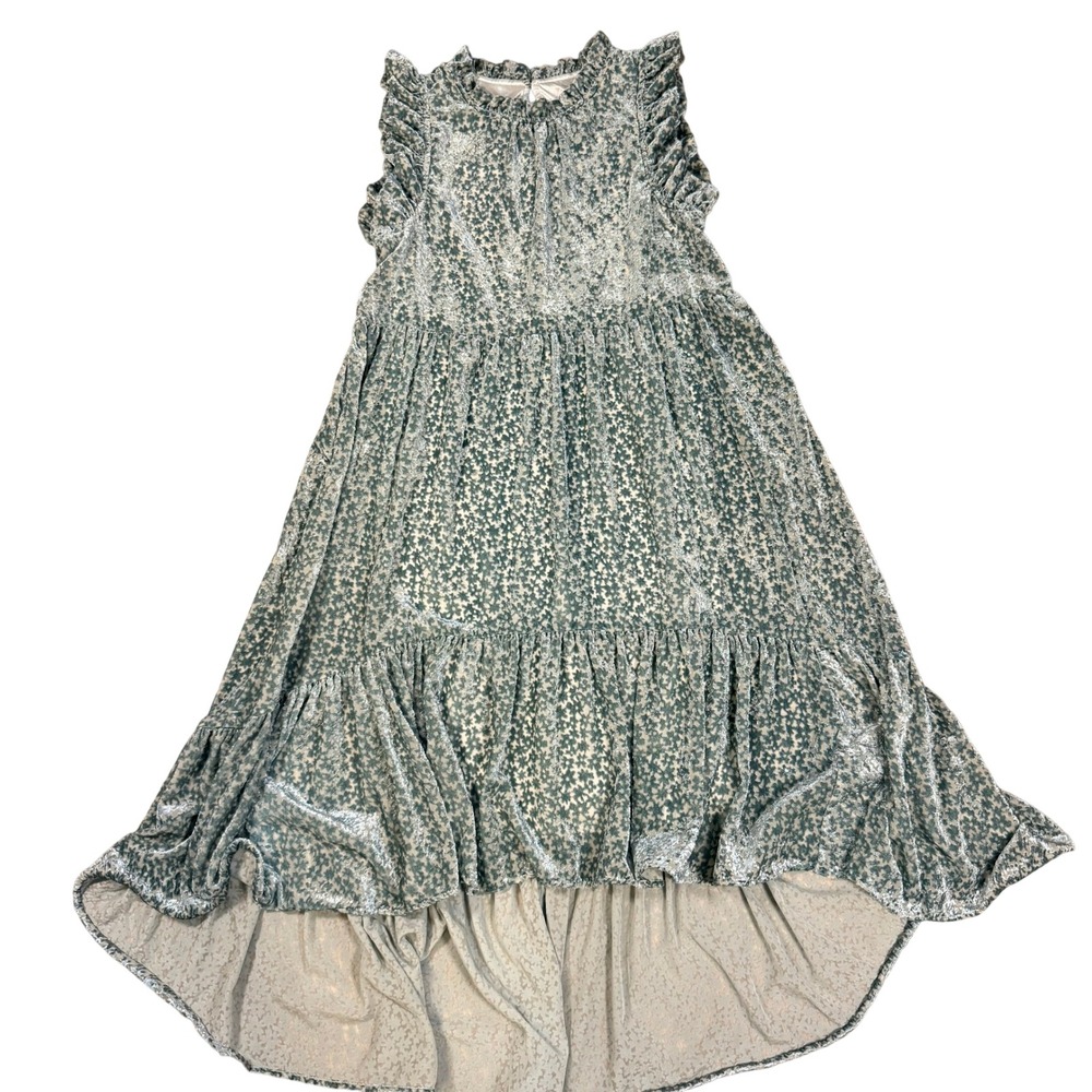Karlie Sage Green Floral Velvet Tiered Midi Dress Fairycore Whimsigoth Flutter S